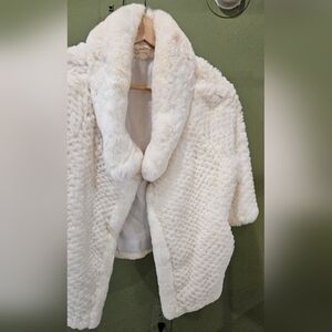 Genuine Bleached Rex Rabbit Fur Coat – Ivory/Cream